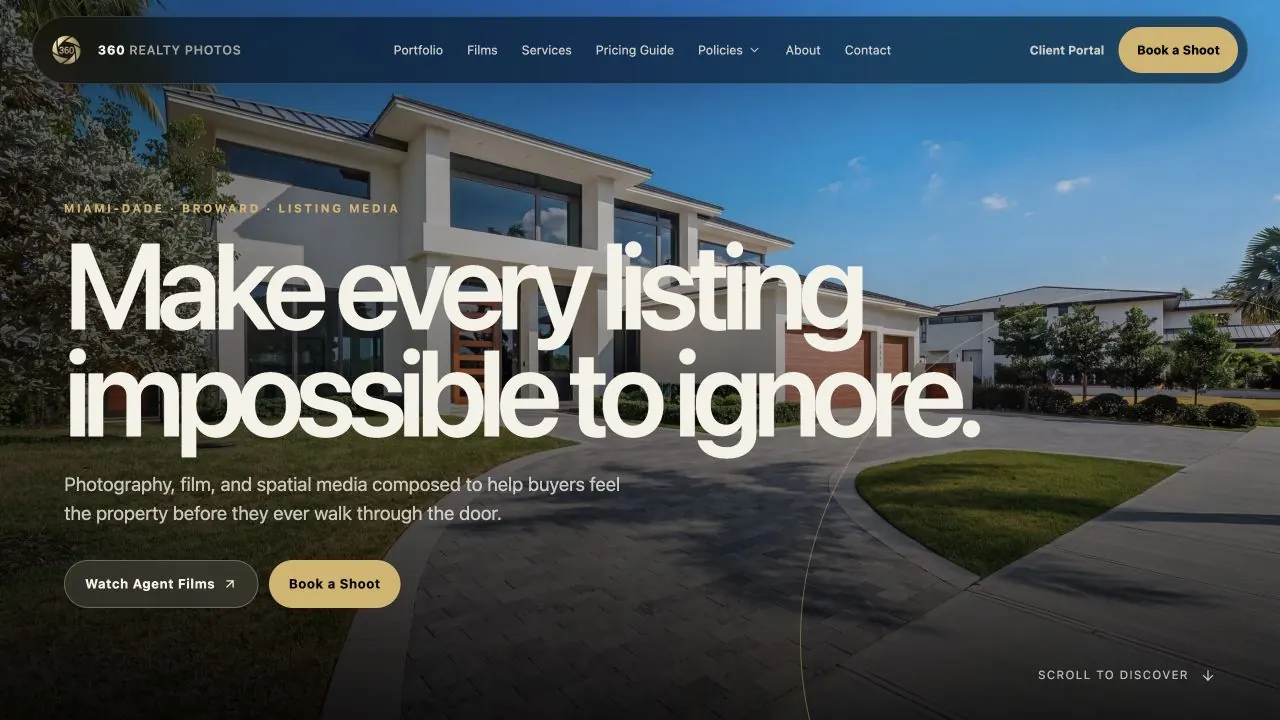 360 Realty Photos website homepage